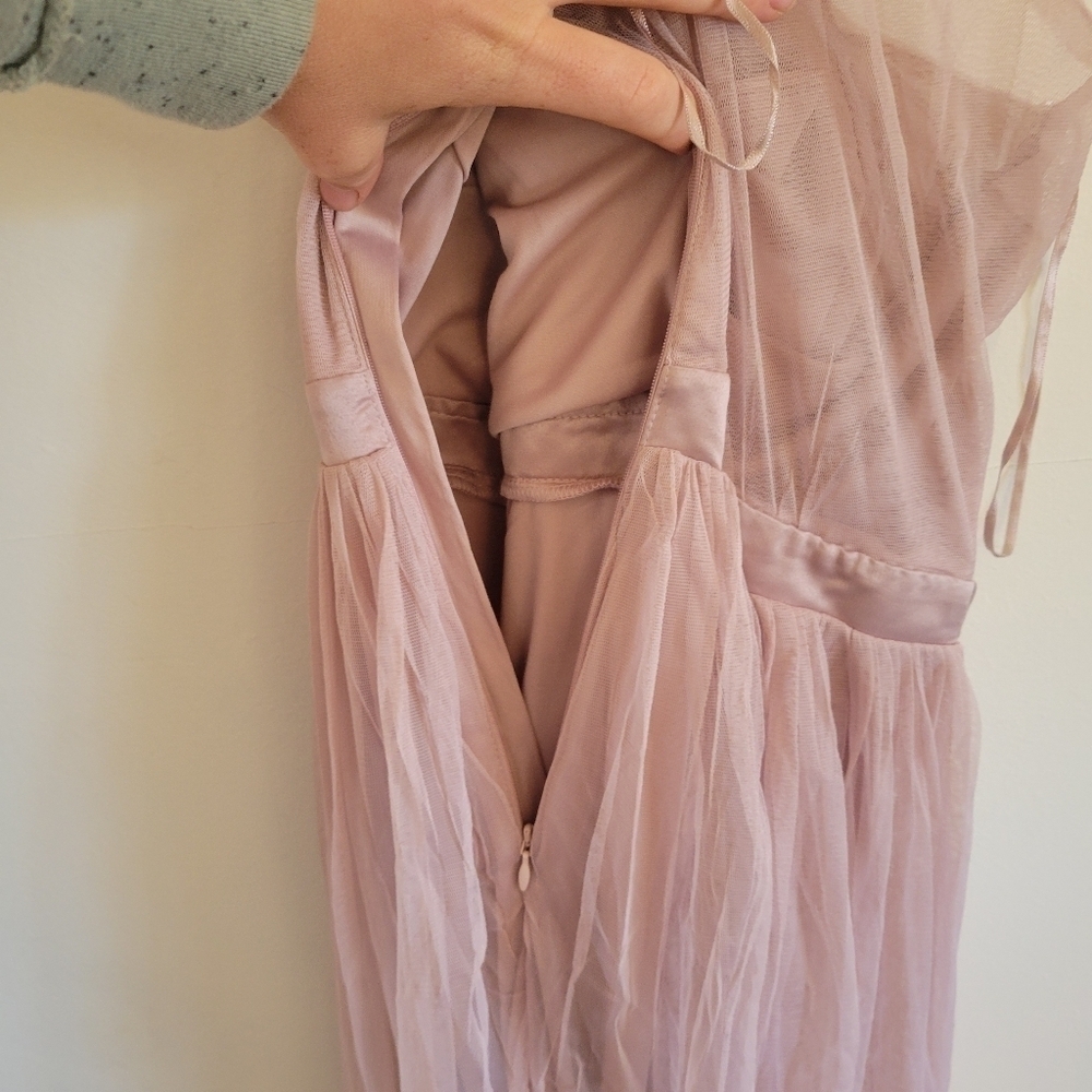 NWT Anaya Maxi Dress Lined Mesh Pink Assymetrical Bridesmaid Formal Small 4 - Picture 13 of 14